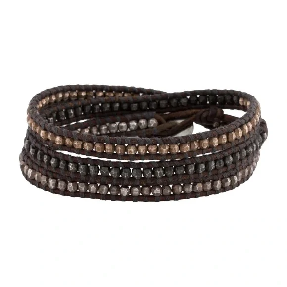 Nakamol Gray & Brown Beaded Wrap Bracelet - Picture 1 of 6